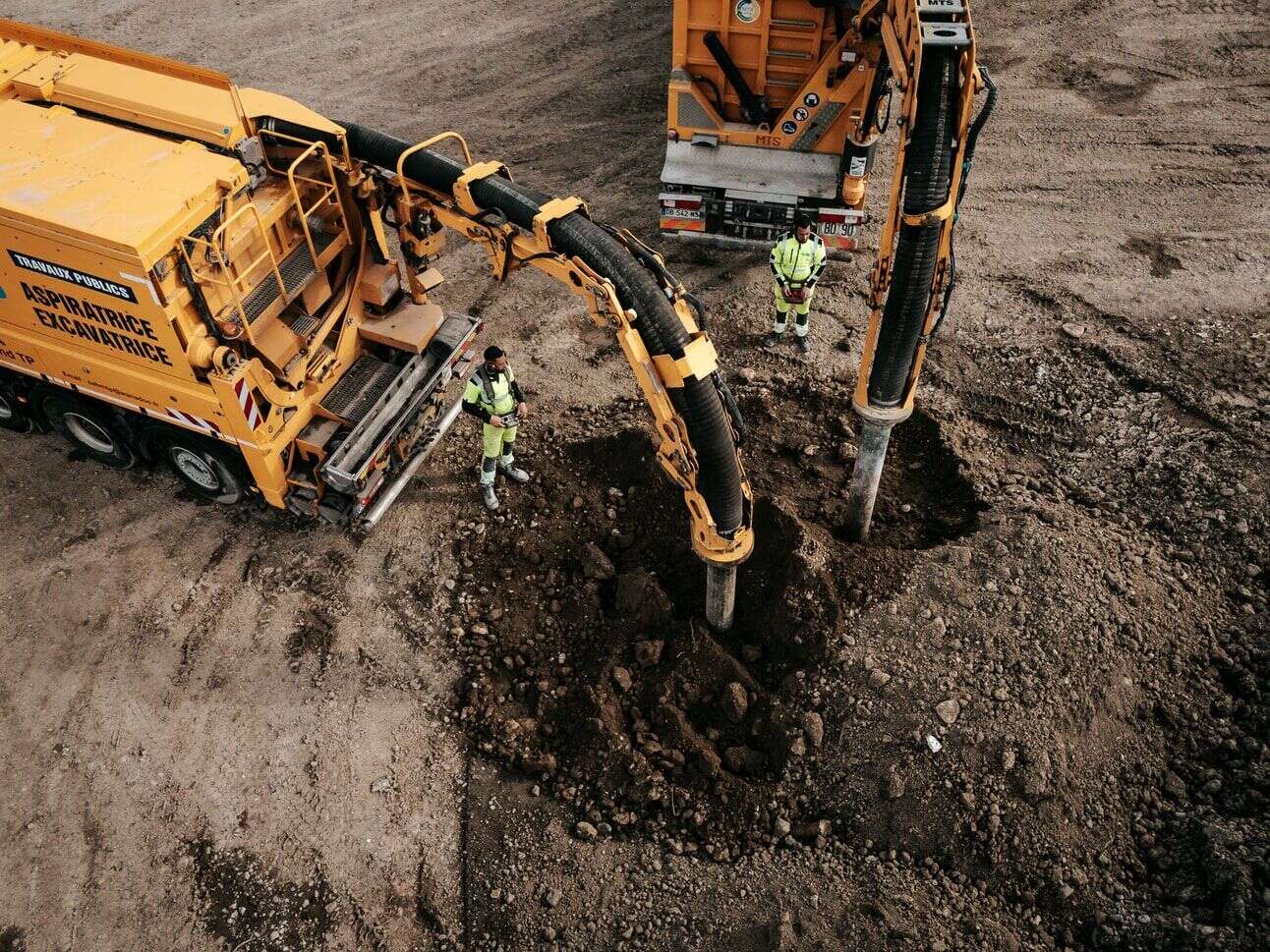 Aspiratrice excavatrice en intervention